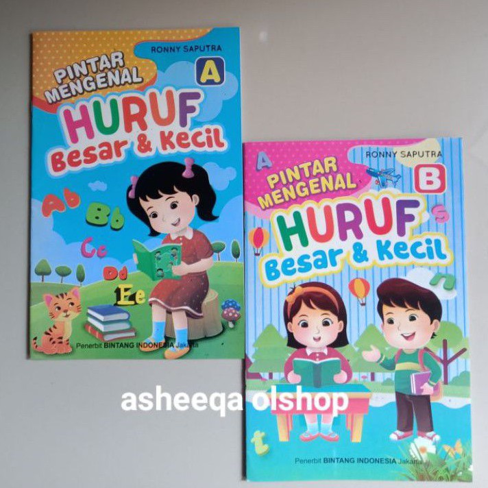 Paket 2 Buku Pintar Mengenal Huruf Besar &amp; Kecil jilid A dan Jilid B