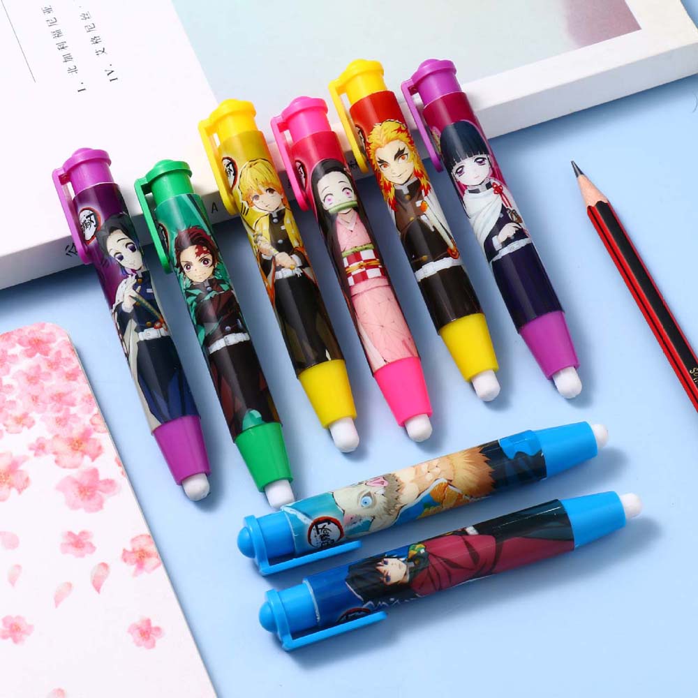Penghapus Pensil Bahan Karet Desain Anime Demon Slayer Kimetsu No Yaiba Retractable Untuk Anak Sekolah