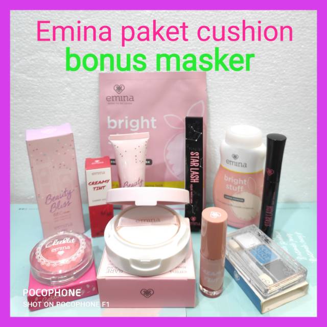 Emina paket cushion bonus masker