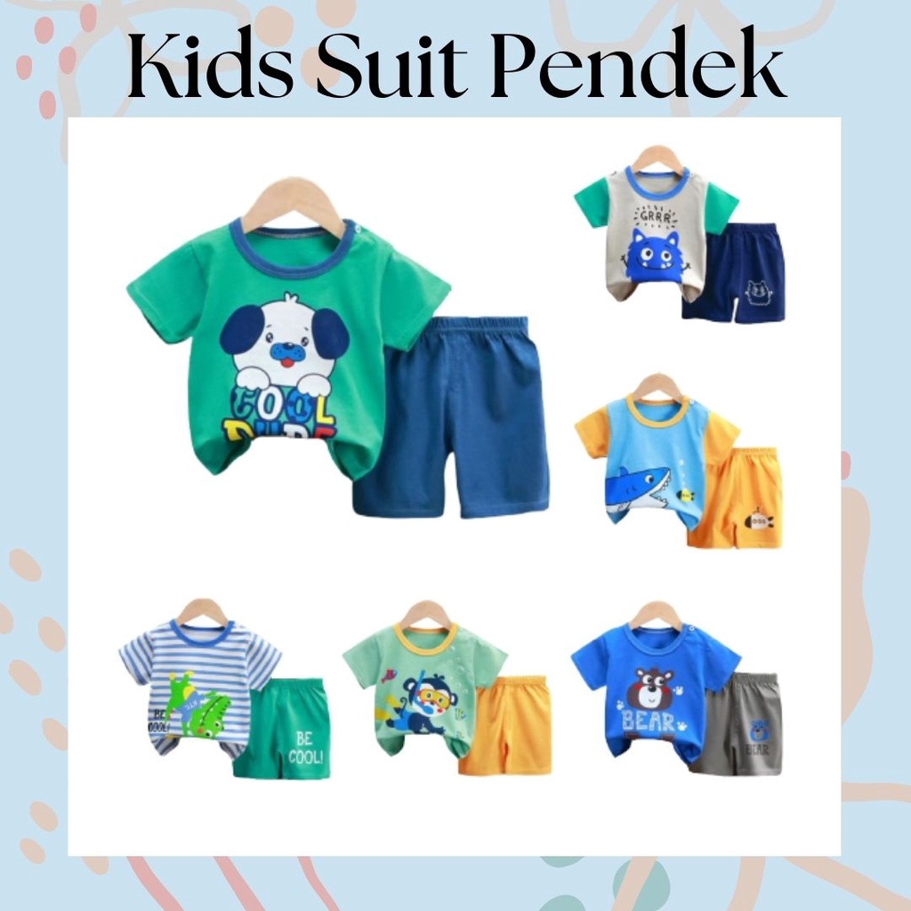 LittleAaron KIDS SUIT PENDEK Setelan Anak Bahan Kaos Lengan + Celana Berkualitas Import ebv cewek new13