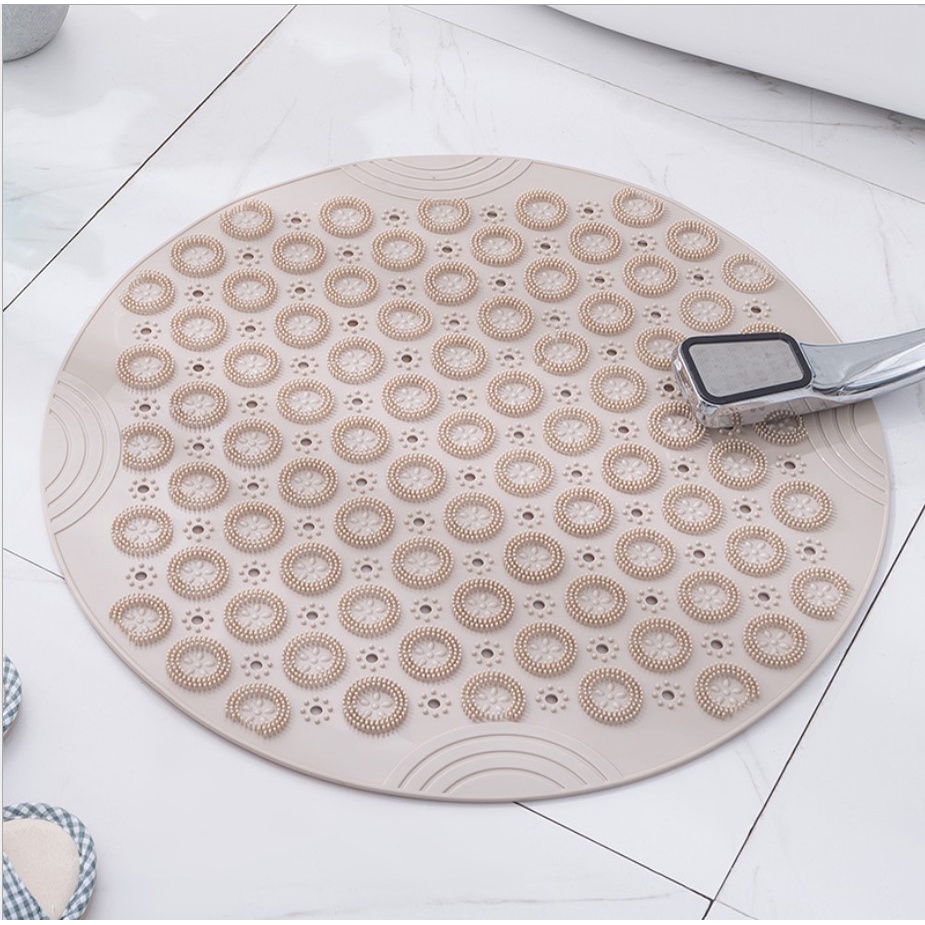 PVC Round Shower Bath Mat / Keset Kamar Mandi Bulat Anti Slip Suction Cup