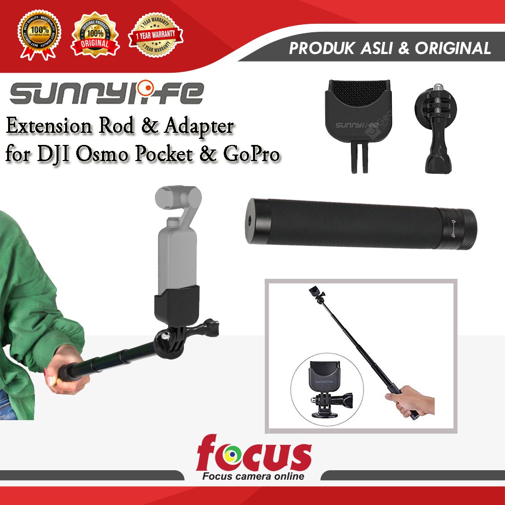 Sunnylife Extension Rod & Adapter for DJI Osmo Pocket & GoPro Hero