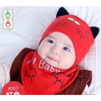 Kupluk + Celemek Bayi | Slabber Anak | Bib + Hat Baby