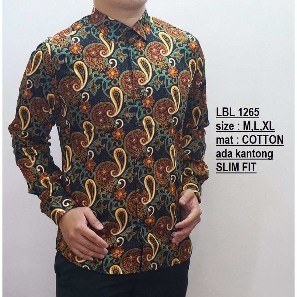 KEMEJA BATIK PRIA SLIM FIT LENGAN PANJANG LUIGIBATANI BAJU BATIK PRIA SLIM FIT KATUN LBL702