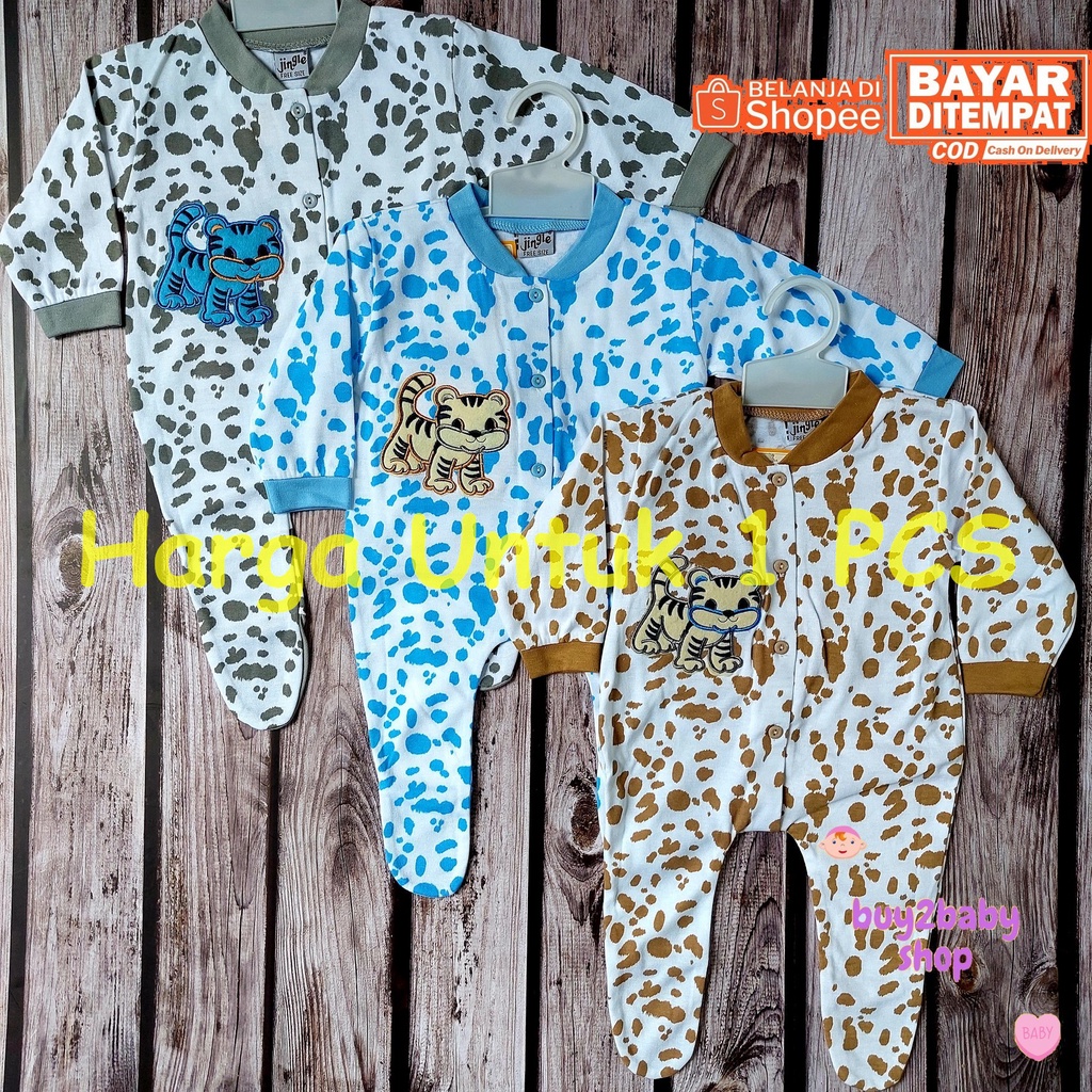Jumper Panjang baju kodok bayi karakter motif bordir JINGLE Animal Series usia 3-9 Bulan 1 PCS