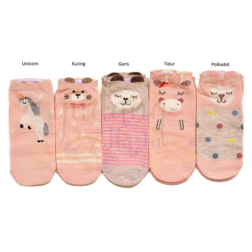  Kaos  Kaki  Wanita Pendek Pink Series Unicorn  Cat Cute GH 