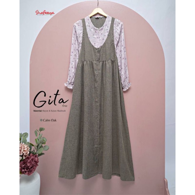 TERBARU gita dress | By Shafeeya ORI | gamis katun madinah premium gamis polos