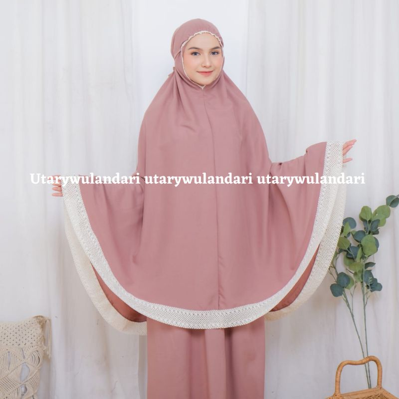 Mukena katun polos rajut Nauraseries