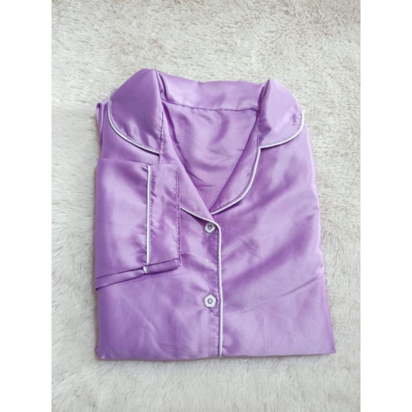 Lover Fashion PP Piyama Satin Polos-Lavender