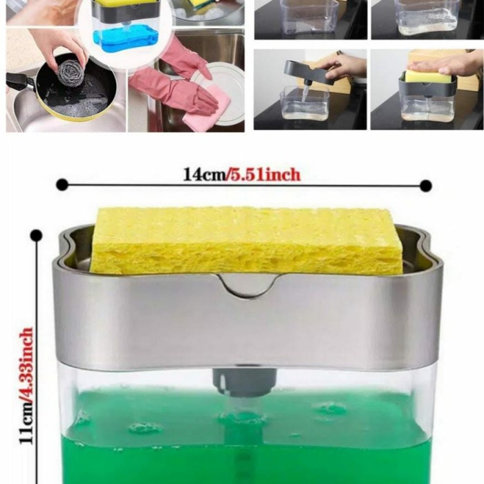 Dispenser Sabun Cuci Piring 2 in 1 Busa Sponge Holder Tempat Sabun