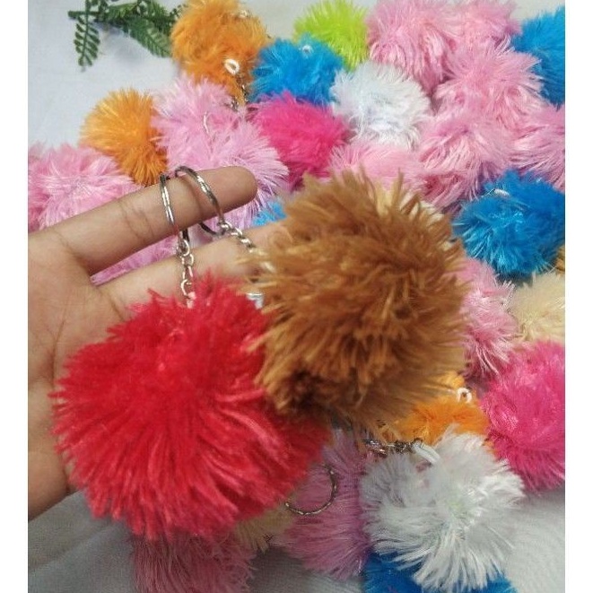 POMPOM Gantungan Kunci Tas Ransel / Ganci Lucu Murah / Hiasan Aksesoris Pom Pom