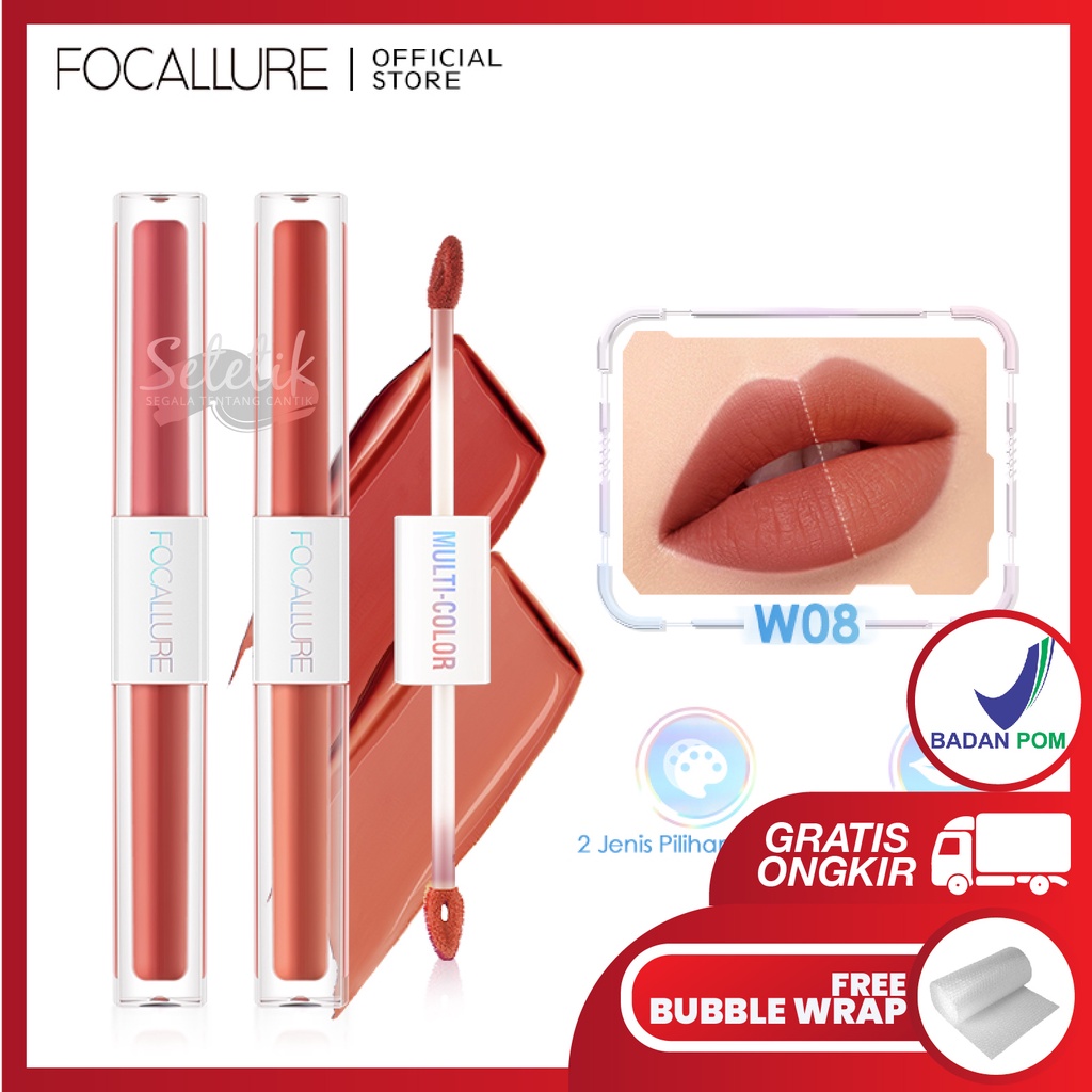 [BPOM dan ORI] FOCALLURE 2 In 1 Liquid Lipstick Matte Dual Stick Tahan Lama Hingga 16 Jam Lipstik Fo