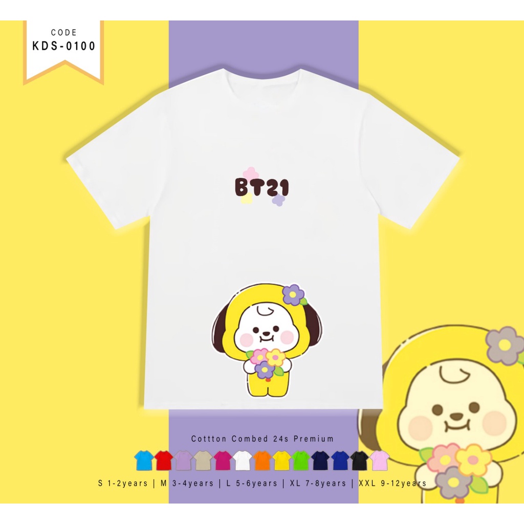 T-SHIRT KIDS / KAOS ANAK-ANAK BERGAMBAR BT211 FLOWER / CUSTOM TEE / MURAH /ARMY INDO