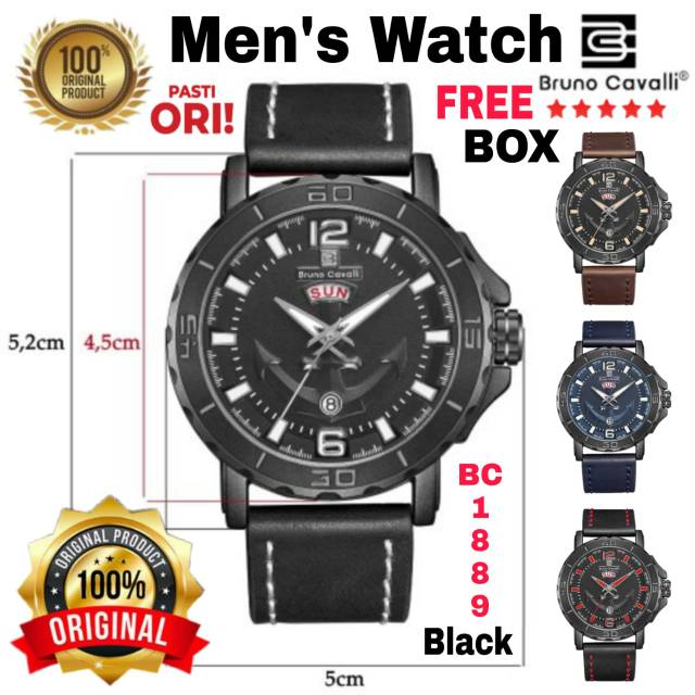 Bruno Cavalli BC1889 Jam TANGAN PRIA/COWOK ARLOJI ANALOG ORIGINAL BRANDED JAM ANTI AIR IMPORT