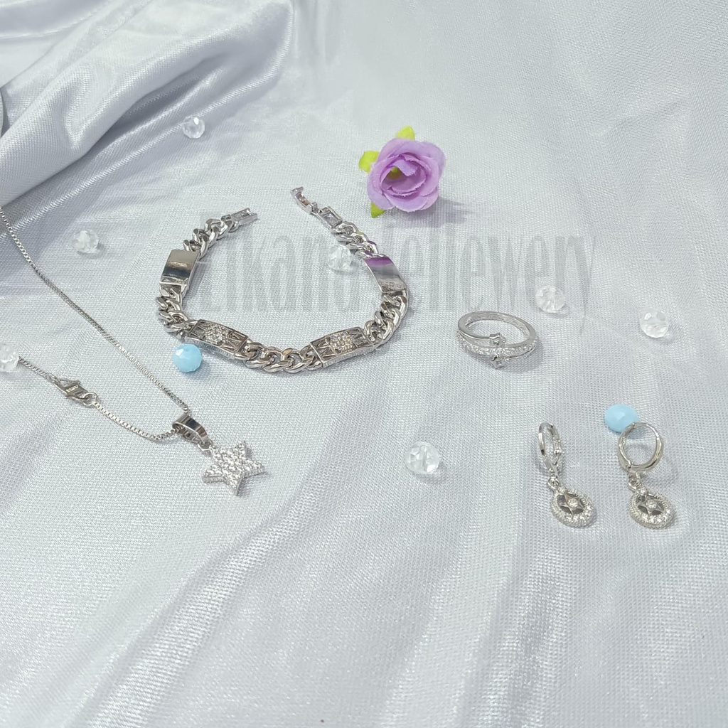 SET DEWASA STAR SILVER Perhiasan super berkelas fashion korea anti karat dan anti luntur