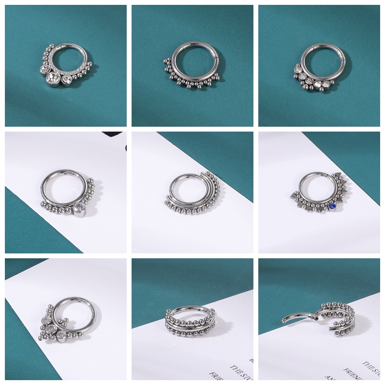 1pc Anting Tindik Hidung Bahan Stainless Steel Hias Kristal Zircon