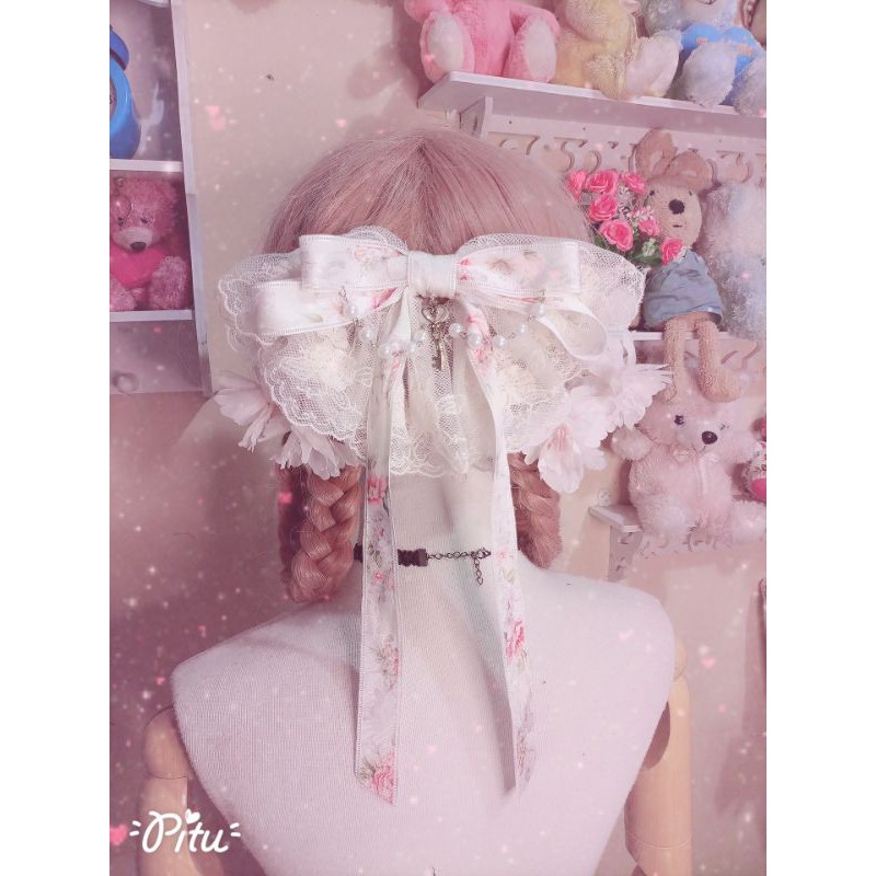 jepit pita kawaii korean bow style shabby vintage acessories murah lucu