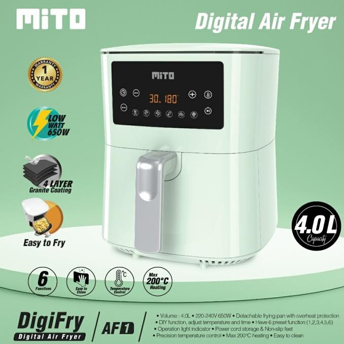 Mito Digital Air Fryer 4 Ltr Low Watt