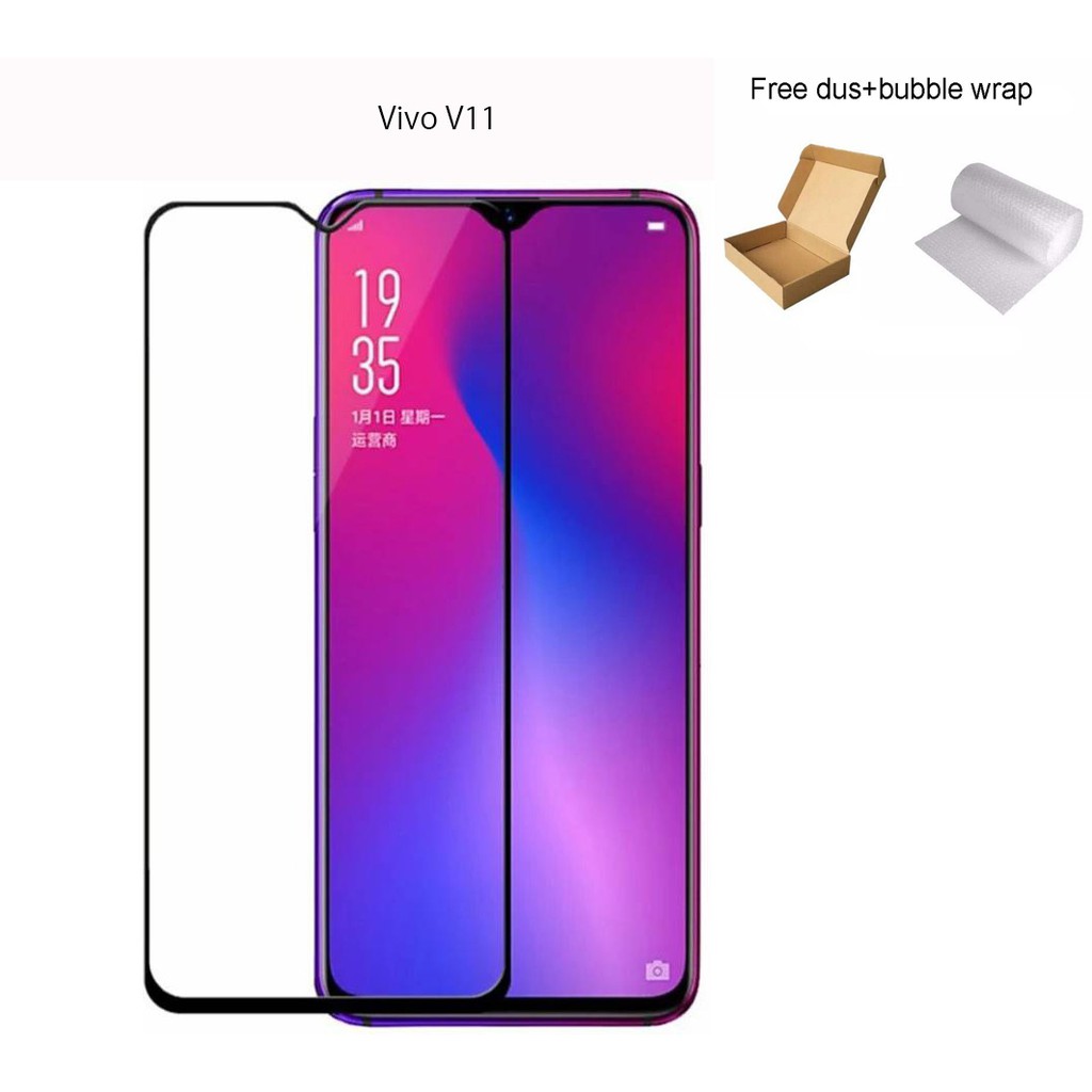 Vivo V11 Full Cover/Full Screen Tempered Glass Screen Protector Anti Gores