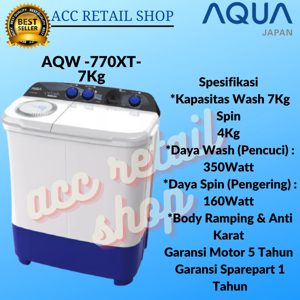 AQUA MESIN CUCI 770 XT 2 TABUNG 7 KG PROMO MURAH