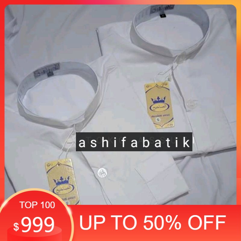 BAJU KOKO HABAIB KOKO HAIBAH ATASAN MUSLIM BAJU KOKO PUTIH POLOS KOKO AZ ZAHIR