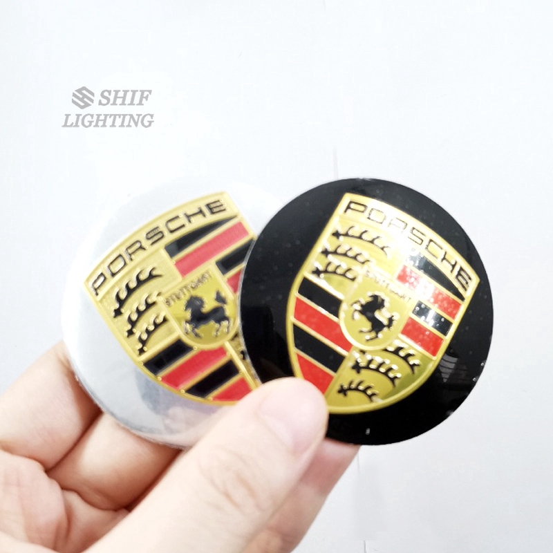 Stiker Emblem Logo Kuda PORSCHE 4x56mm Untuk Dekorasi Velg Hub Mobil