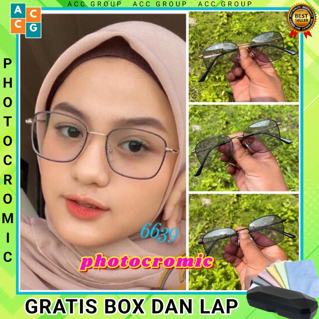 Frame PHOTOCROMIC...FREE BOX DAN LAP Kacamata Frame Titanium Trendy Pria Dan Wanita Vintage Korean Style