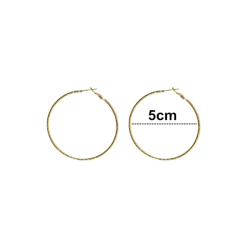 Top Round Hoop Earrings Wanita Pesta Pernikahan Pertunangan Lingkaran Besar Elegan Cantik Kristal