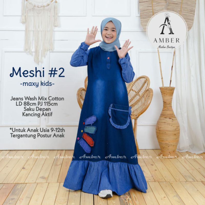 Meshi #2 Kids Gamis anak mewah - Gamis anak premium - Baju anak lebaran -  gamis anak terbaru umur 7