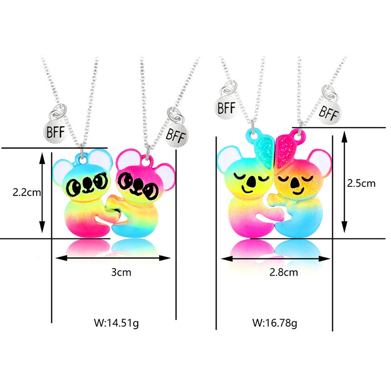 Fancyqube 2pcs / Set Kalung Choker Hias Liontin Beruang Madu Untuk Pasangan