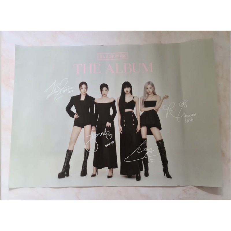 blackpink the album japan benefit poster with printed signed. official YG