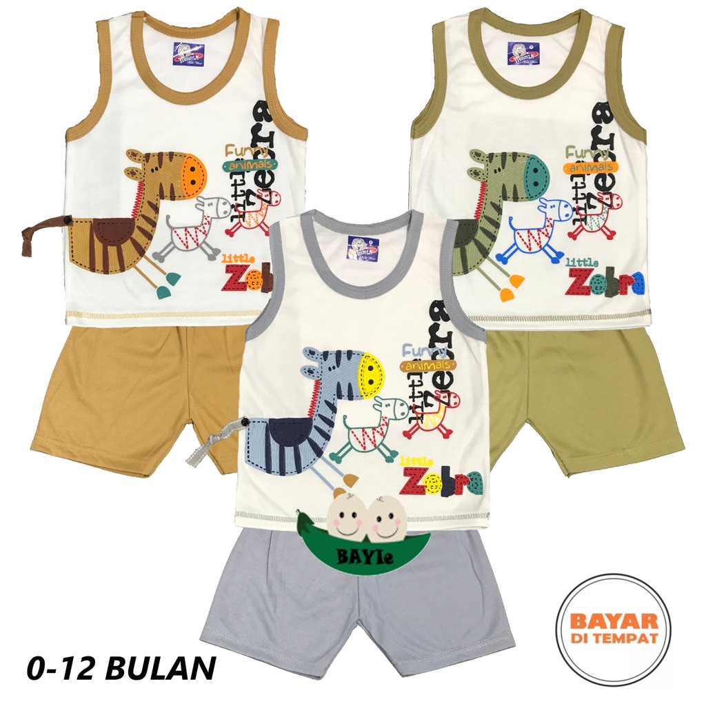 Bayie Setelan Kaos  Oblong Bayi Anak  KUTUNG PUTIH Motif 