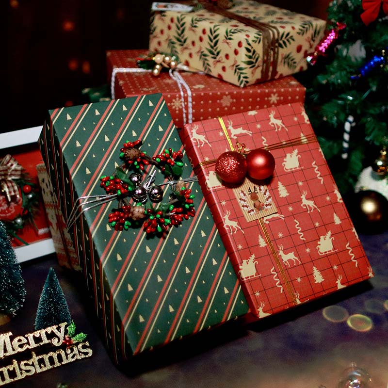 70x50cm Kertas Pembungkus Kado Natal Motif Rusa Berry