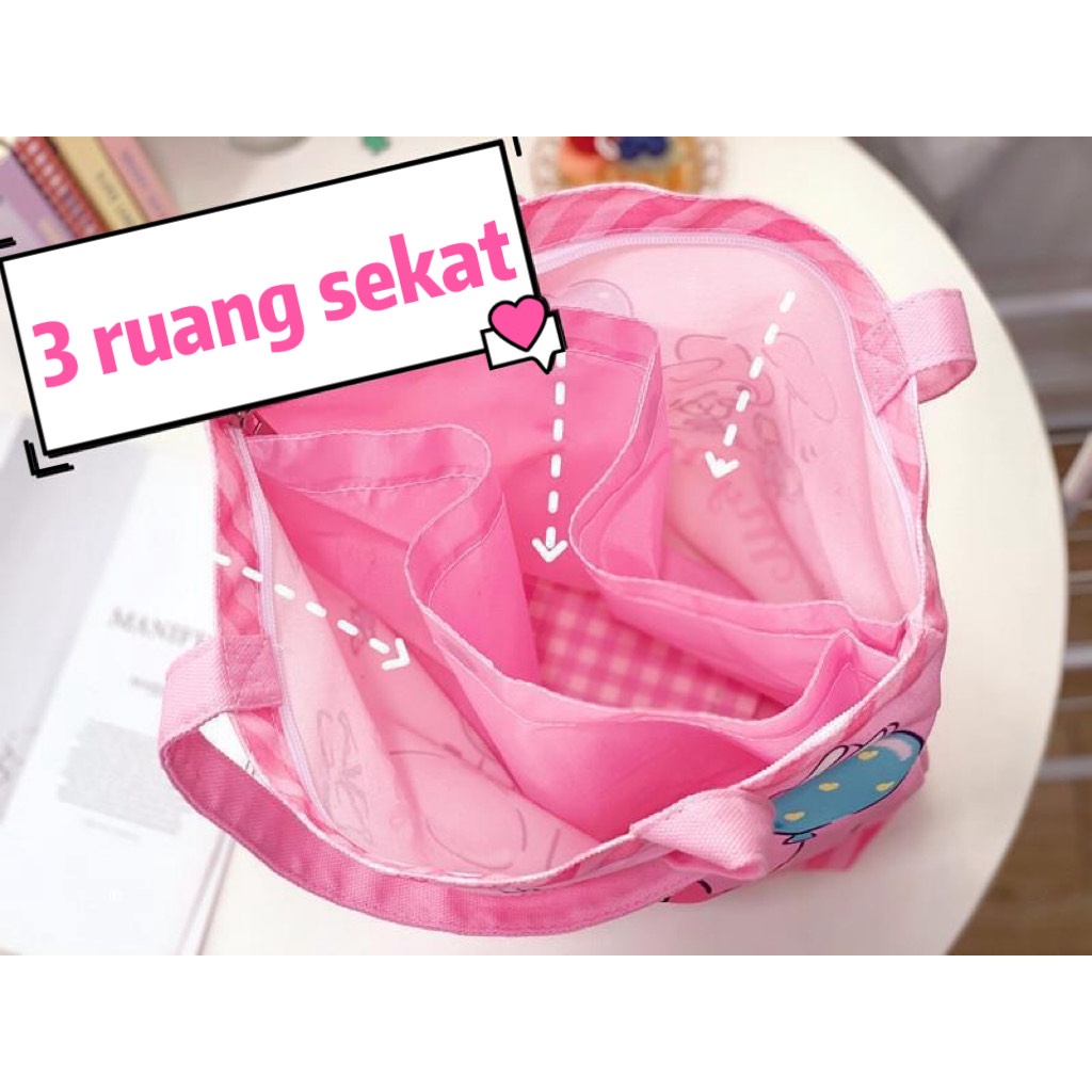 Tas kanvas hello kitty melody TL026 tas les anak perempuan sd canvas bag sanrio tote bag