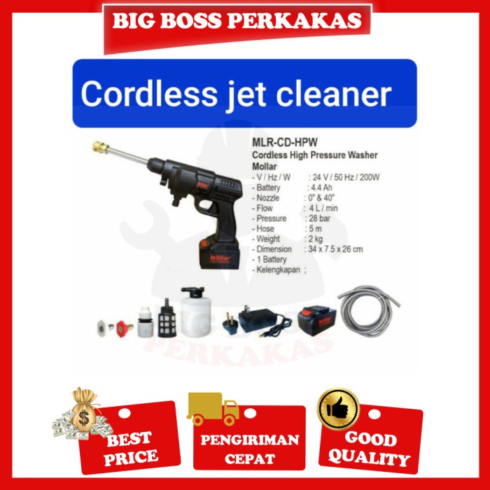 MOLLAR HPW 24V Cordless Jet Cleaner Mesin Cuci Motor Mobil AC Baterai