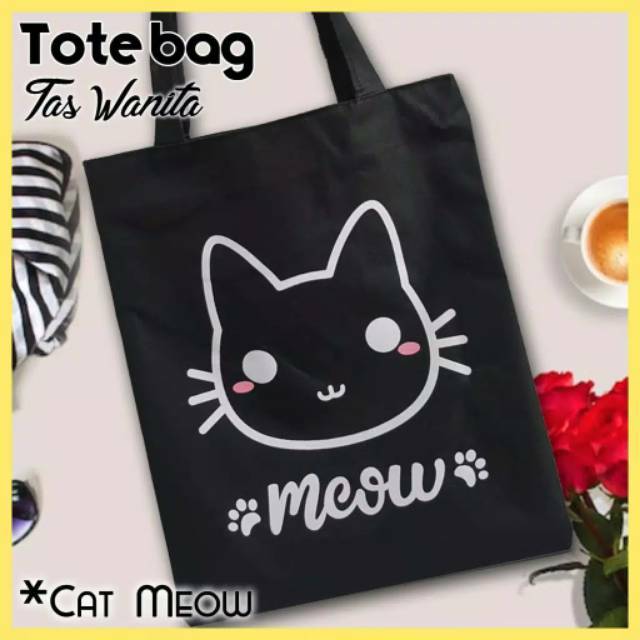 [KEPALA MEOW]TOTEBAG PAKAI RESLETING TOTE BAG K-POP WANITA MURAH KARAKTER