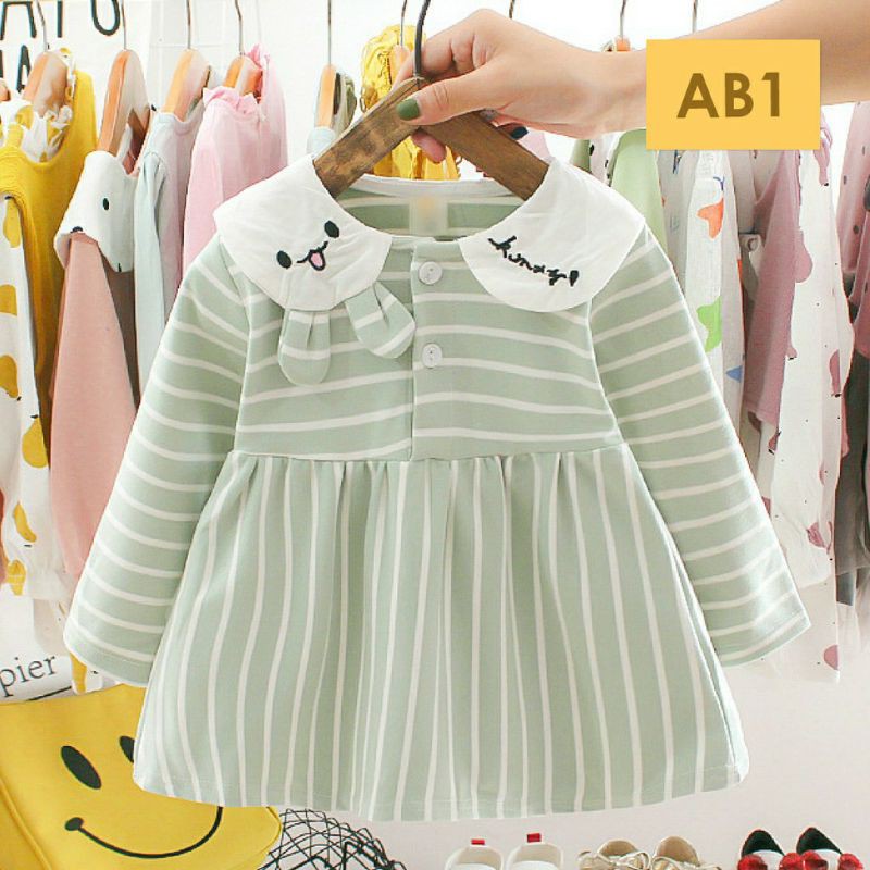 Dress Gaun Anak Bayi Perempuan Import Motif Elegan Cantik Lucu Usia 6 bulan - 3 tahun-1