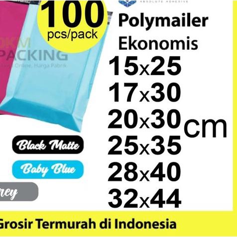 

Polymailer Plastik Packing Olshop POLOS PREMIUM & EKONOMIS / PACK - EKONOMIS WARNA, 15CM X 25CM