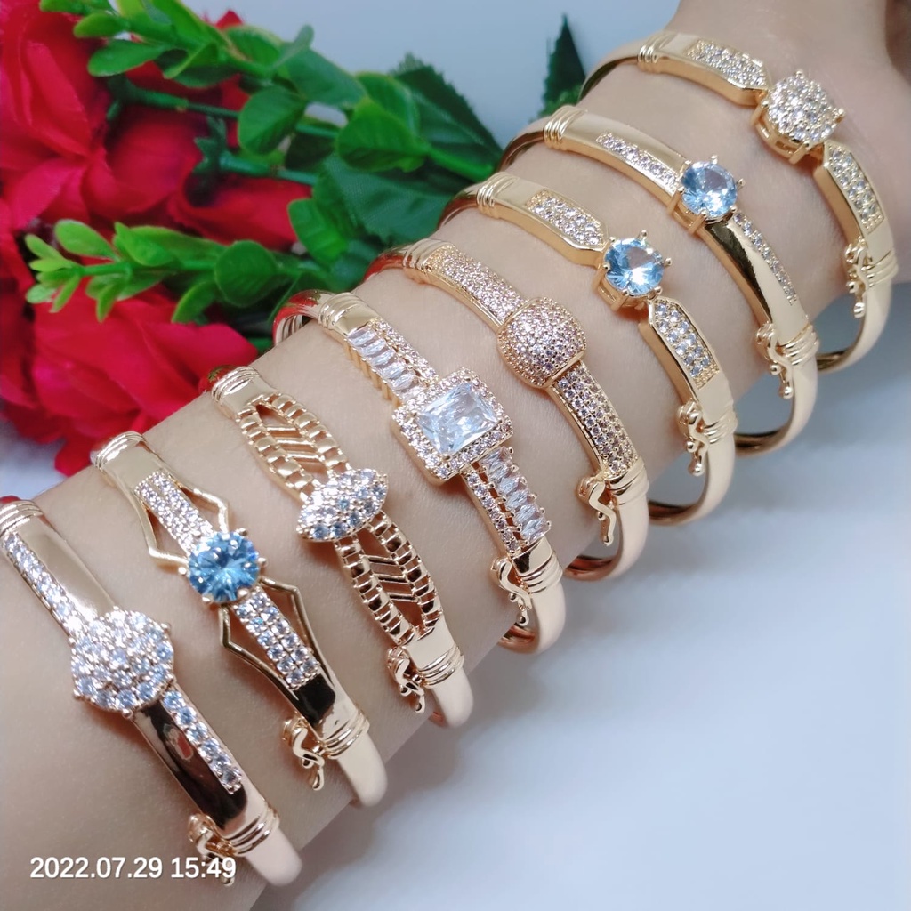 (50 model) Gelang Tangan Bangle Wanita Titanium Xuping Perhiasan Aksesoris Fashion Lapis Emas Anti Karat