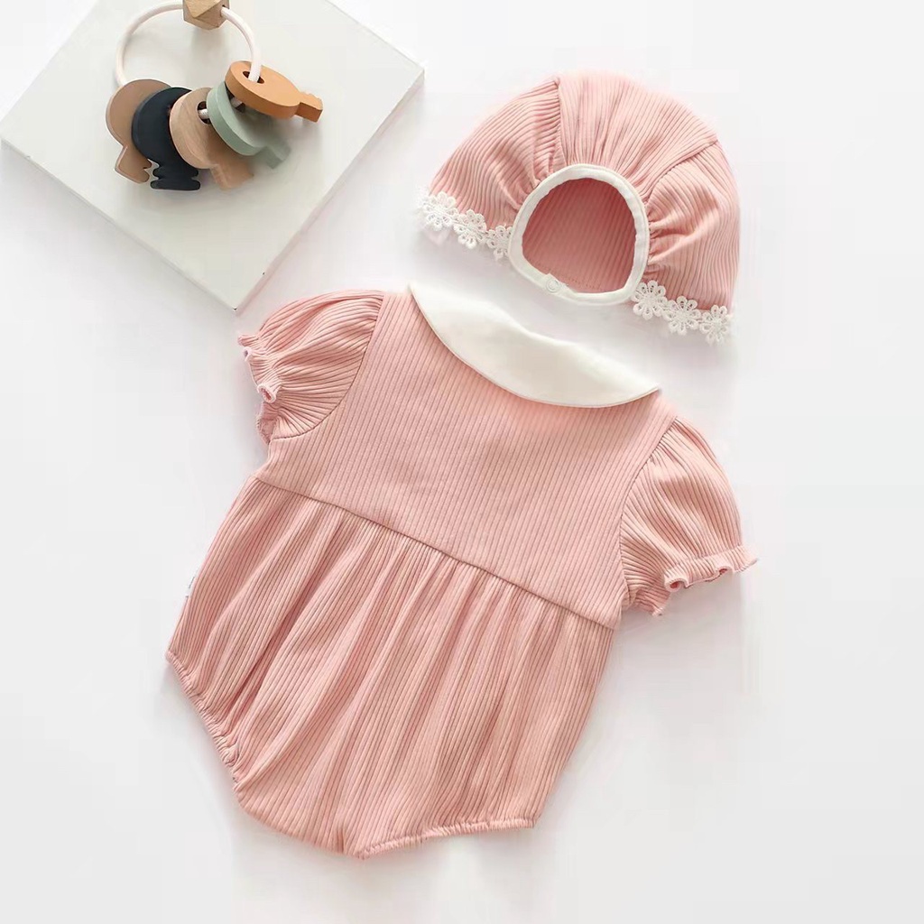 (free topi) 0-12bln JUMPER RUFFLE BASIC BAYI | JUMPSUIT ROMPER BAJU PAKAIAN ANAK catalog YQER YK