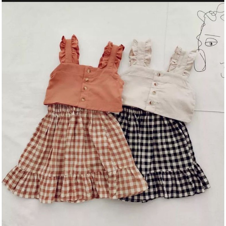TANKTOP ROK KOTAK ANAK/SETELAN ANAK/BAJU ANAK PEREMPUAN