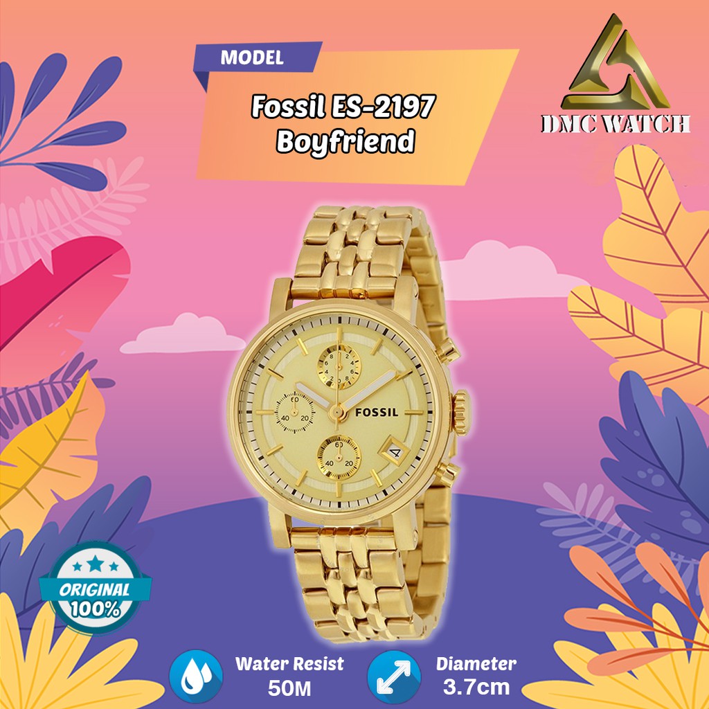 Jam Tangan Fossil ES-2197 Boyfriend Original 1 Year Warranty + Tin Box