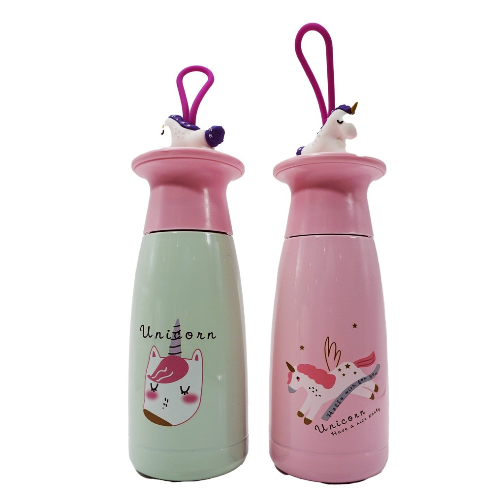 Termos Botol (Vaccum Bottle) Lucu Tutup Boneka Unicorn 2 Varian Warna Karakter Unik