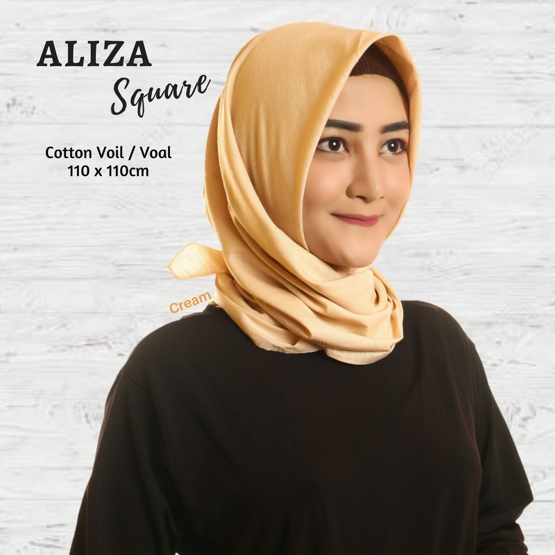 Jilbab Katun | Hijab Kerudung Cotton Kotak Segi empat Voile Voal Voil | Aliza Square by Saira Mode