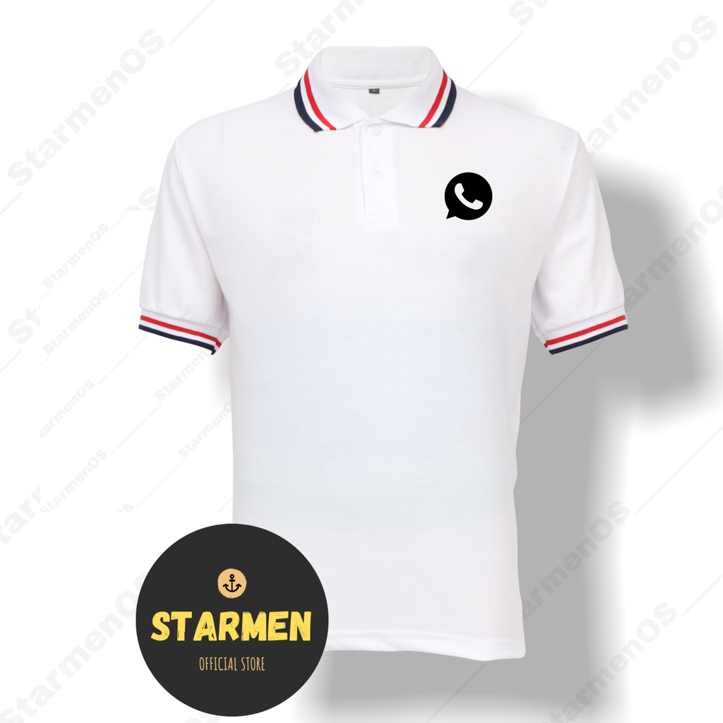 Kaos Polo Shirt Pria Kerah Logo WHATSAPP