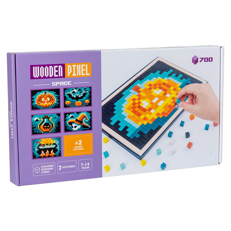 Subarashi - MAINAN EDUKASI WODDEN PIXEL SPACE / WODDEN CUBES JIGSAW