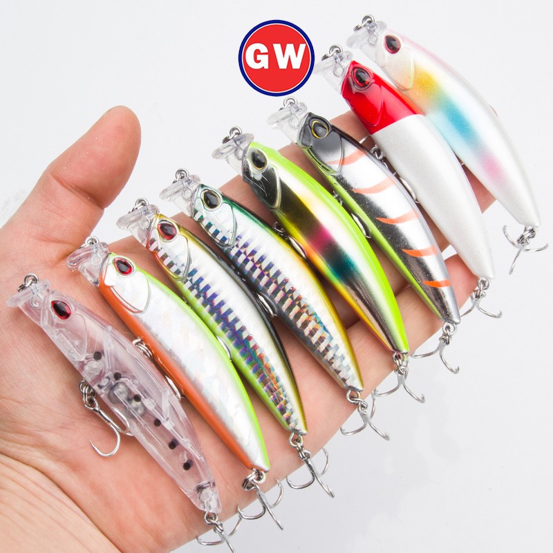 Umpan Ikan Alat Pancing Murah Minnow Lure Umpan Pancing Buatan Kail Pancing Heavy Sinking Minnow Clouser Minnow 1PCS 8cm/10g Umpan Pancing 3D Eyes Plastic relix nusantara Umpan Mancing Alat Pancing