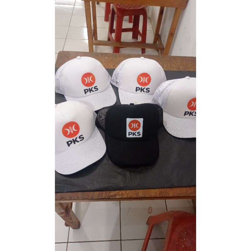 Topi PKS LOGO BARU - Topi  Jaring warna Hitam dan Putih