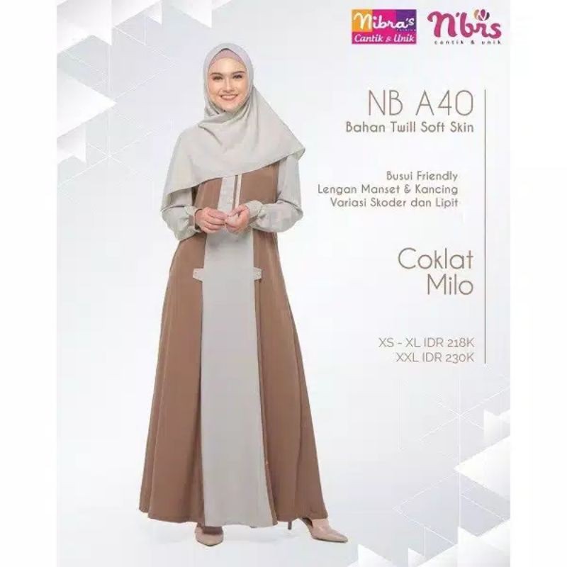 GAMIS NIBRAS NB A40 COKLAT MILO/DRES WANITA TERBARU/GAMIS NIBRAS