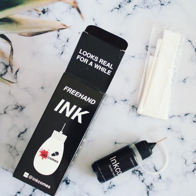 TERL4RI5 Inkcomes Tattoo Ink Temporer Temporary Herbal Waterproof Inkbox Local - Hitam, 10ml